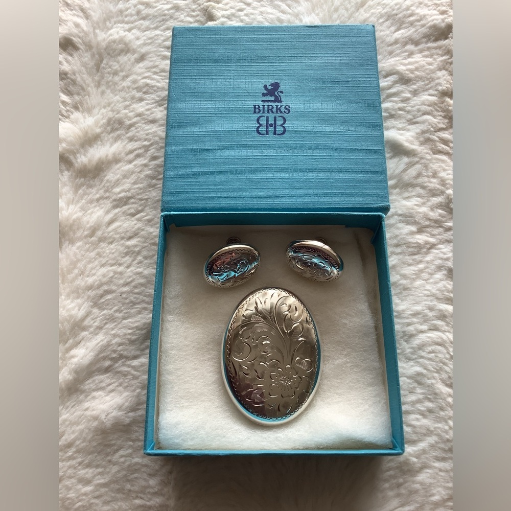 Sterling Silver Brooch and Earrings for Birks by Burkhardt